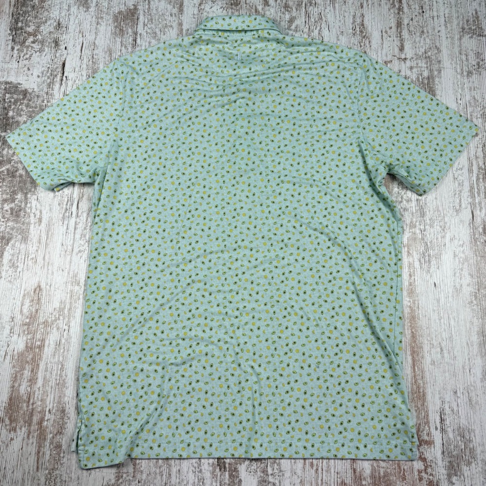 Johnnie-O Top Shelf Mens Large Avocado Lemon Print Polo Shirt Blue UPF 50 Golf - Picture 3 of 6